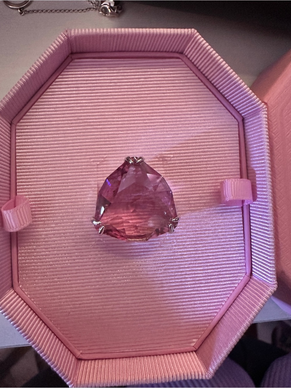 Swarovski Pink Faceted Heart-Cut Statement Ring